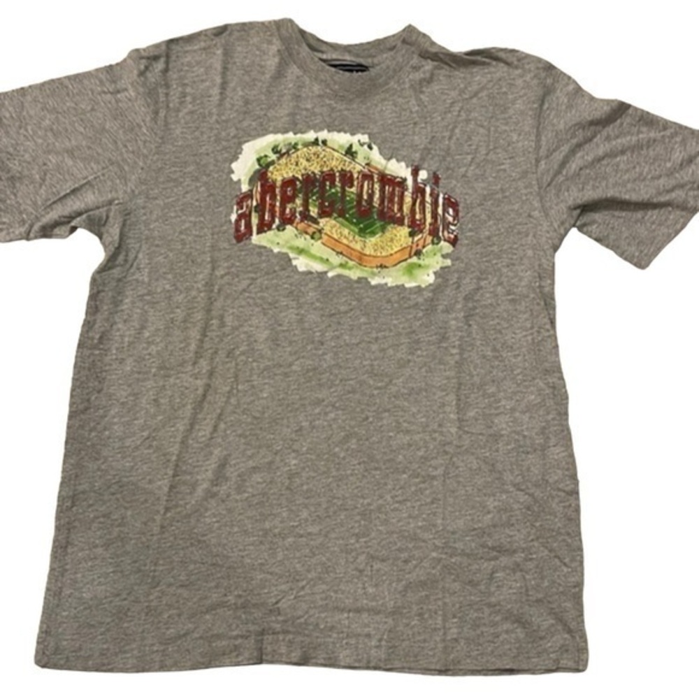 ABERCROMBIE & FITCH Youth Football Grey Crewneck Short Sleeve T Shirt Size XL